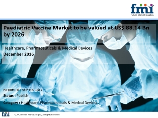 Paediatric Vaccine Market to be valued at US$ 88.14 Bn by 2026