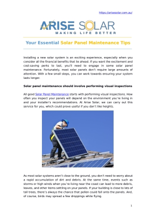 Solar Panel Maintenance