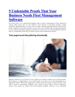 5 Undeniable Proofs That Your Business Needs Fleet Management Software