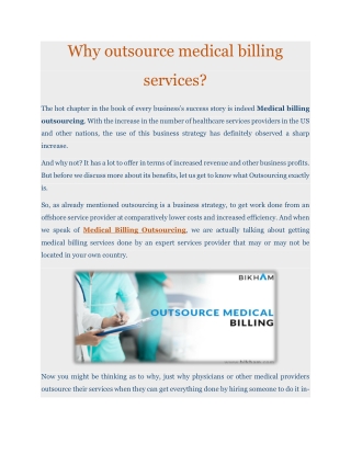 Why outsource medical billing services?