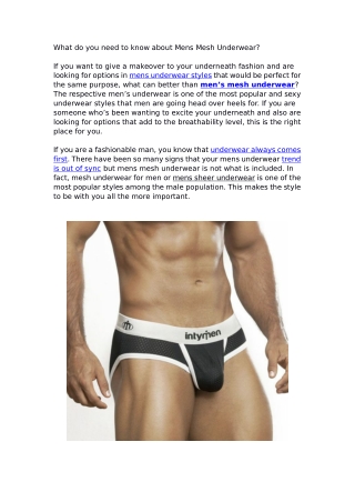 What do you need to know about Mens Mesh Underwear?