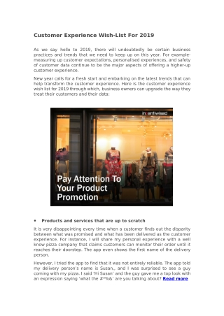 Customer Experience Wish-List For 2019