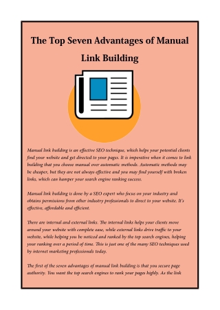The Top Seven Advantages of Manual Link Building