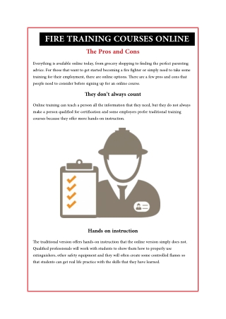 Fire Training Courses Online The Pros and Cons