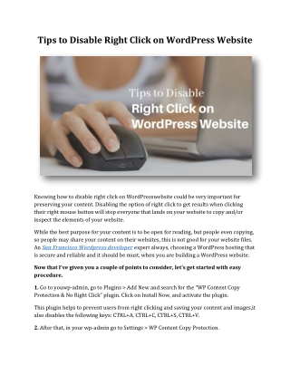Tips to Disable Right Click on WordPress Website