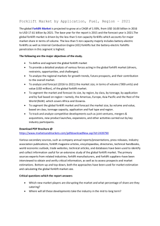 Forklift Market by Application, Fuel, Region – 2021
