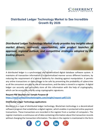 Distributed Ledger Technology Market Outlook, Guidelines Overview and Upcoming Trends Forecast till 2026
