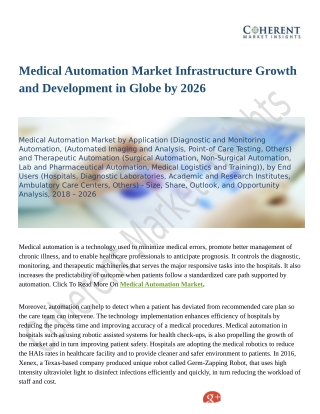 Medical Automation Market Research Report with Revenue, Gross Margin, Market Share and Future Prospects till 2026