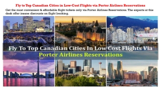 Fly to Top Canadian Cities in Low-Cost Flights via Porter Airlines Reservations