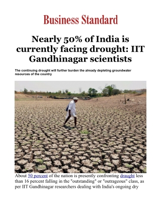 Nearly 50% of India is currently facing drought: IIT Gandhinagar scientists