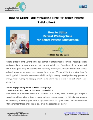 How to Utilize Patient Waiting Time for Better Patient Satisfaction?