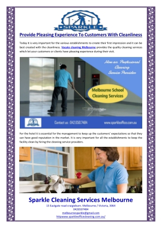 Provide Pleasing Experience To Customers With Cleanliness