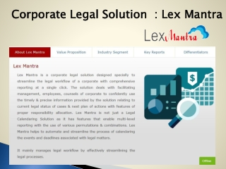 Corporate Legal Solution : Lex Mantra