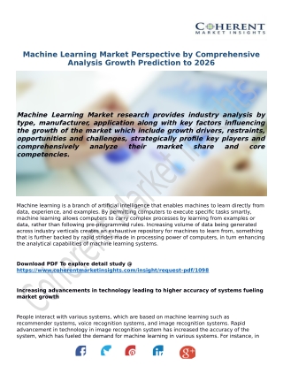 Machine Learning Market Perspective by Comprehensive Analysis Growth Prediction to 2026