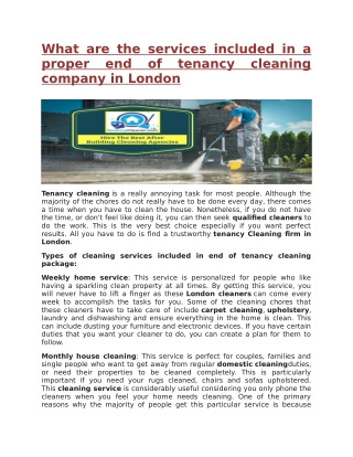 What are the services included in a proper end of tenancy cleaning company in London