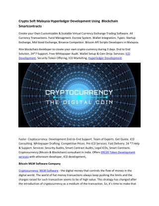 Crypto Soft Malaysia Hyperledger Development Using Blockchain Smartcontracts