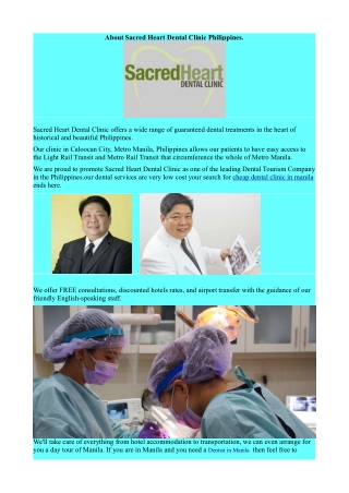 About Sacred Heart Dental Clinic Philippines.