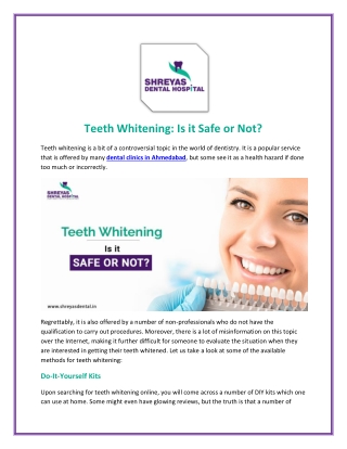 Looking for teeth whitening treatment? Consult Best dental clinic in Ahmedabad