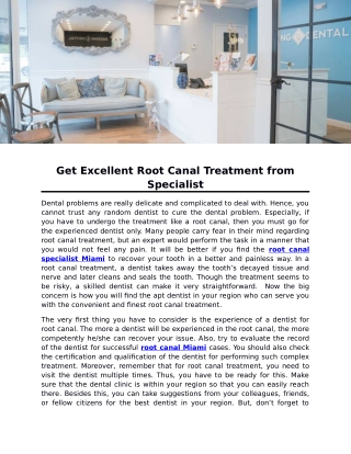 Get Excellent Root Canal Treatment from Specialist