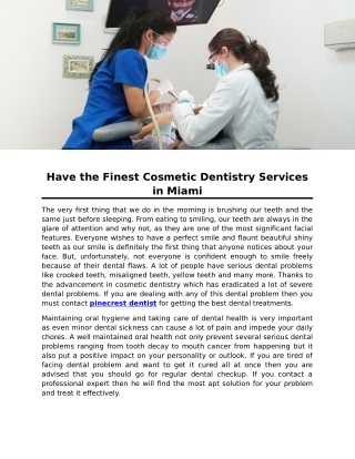 Have the Finest Cosmetic Dentistry Services in Miami