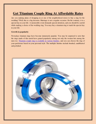 Get Titanium Couple Ring At Affordable Rates