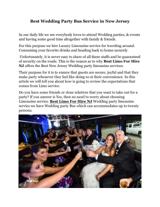 Best Wedding Party Bus Service in New Jersey