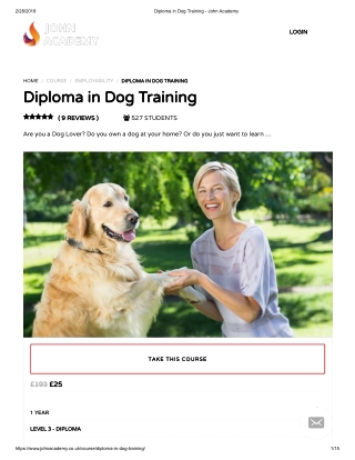 Diploma in Dog Training - John Academy
