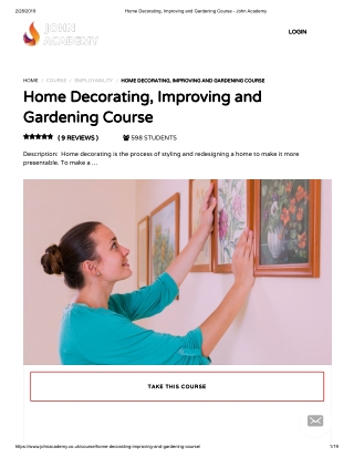 Home Decorating, Improving and Gardening Course - John Academy