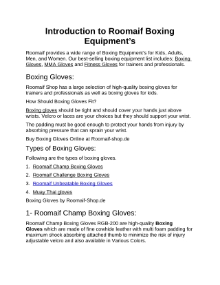 Introduction to Roomaif Boxing Equipment