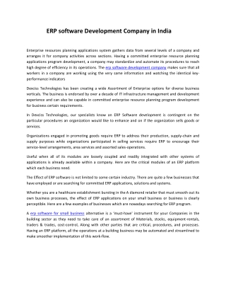 Erp software development company in india