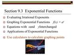 Section 9.3 Exponential Functions