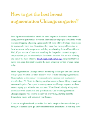 Which company is offering the best cosmetic surgery services?