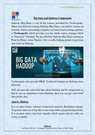 Big Data and Hadoop Components