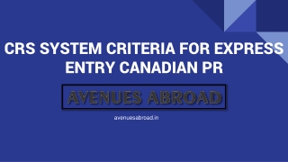 CRS criteria for Express Entry