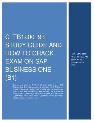 C_TB1200_93 Study Guide and How to Crack Exam on SAP Business One (B1)