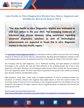 Asia Pacific In Vitro Diagnostics (IVD) Market Size & Forecast Report, 2013 - 2024