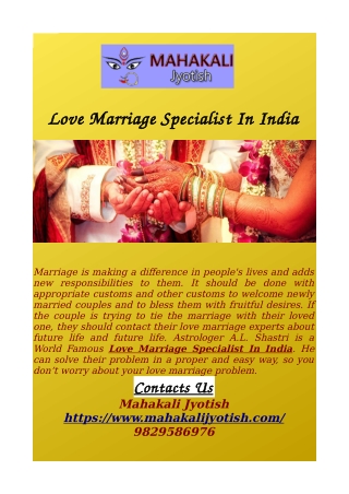 Love Marriage Specialist In India