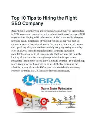 Top 10 Tips to Hiring the Right SEO Company