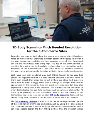 3D Body Scanning- Much Needed Revolution for the E-Commerce Sites