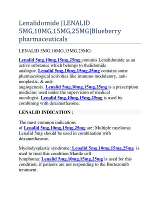 Lenalidomide |LENALID 5MG,10MG,15MG,25MG|Blueberry pharmaceuticals