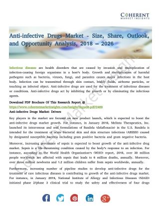 Anti-infective Drugs Market - Size, Share, Outlook, and Opportunity Analysis, 2018 – 2026