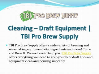 Cleaning - Draft Equipment | TBI Pro Brew Supply