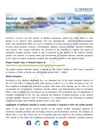 Medical Cannabis Market Active Ingredient, and Therapeutic Application - Global Trends, and Forecast to 2025