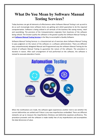 What Do You Mean by Software Manual Testing Services?