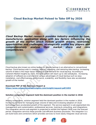 Cloud Backup Market Poised to Take Off by 2026