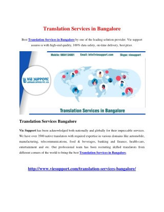 Translation Services in Bangalore