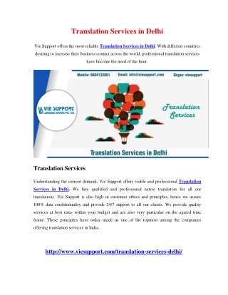 Translation Services in Delhi