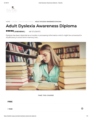 Adult Dyslexia Awareness Diploma - Edukite