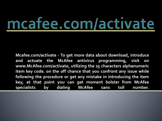 MCAFEE.COM/ACTIVATE- ACTIVATE MCAFEE ANTIVIRUS ONLINE