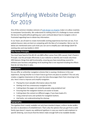 Simplifying Website Design for 2019